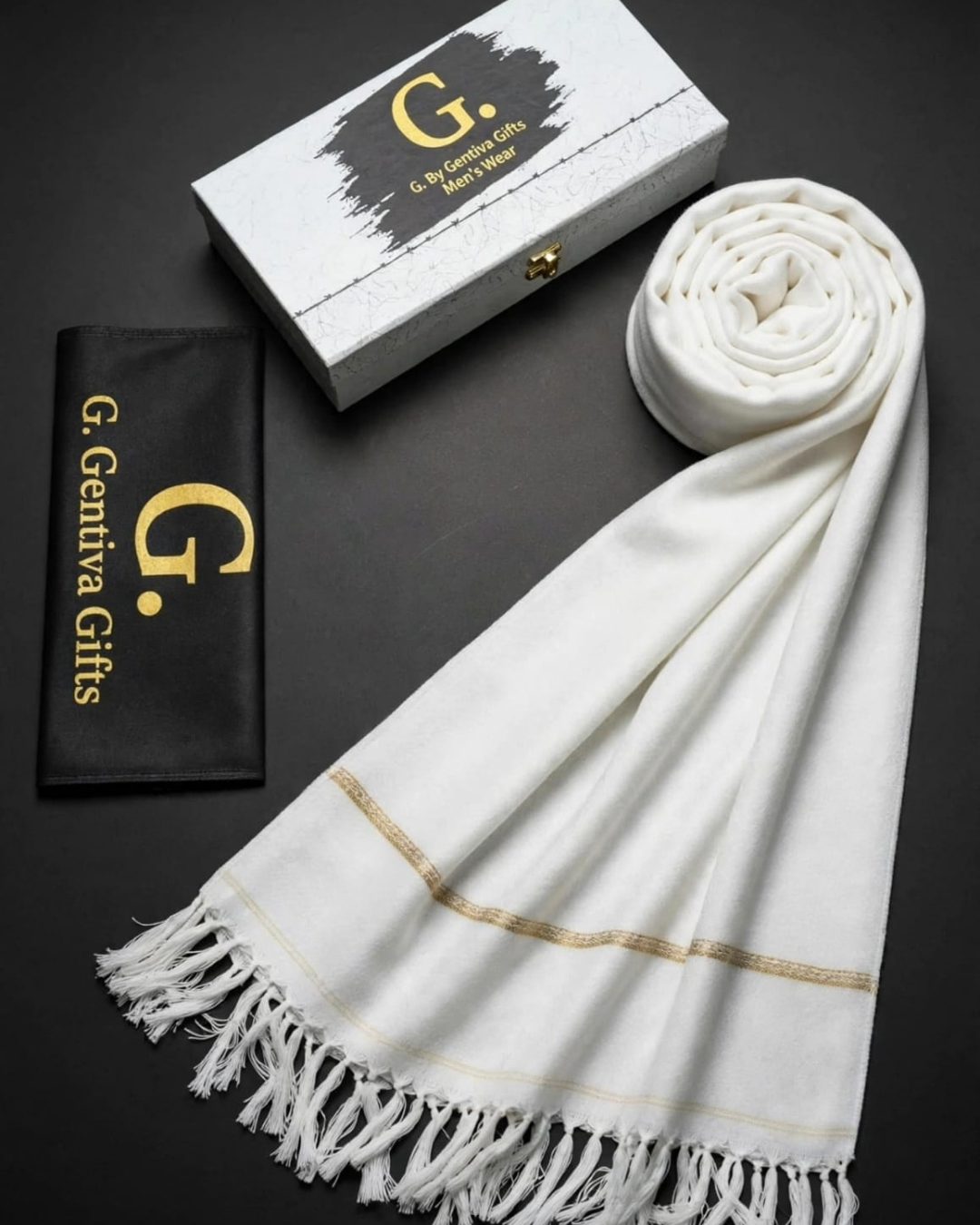 Luxury White Men's Shawl